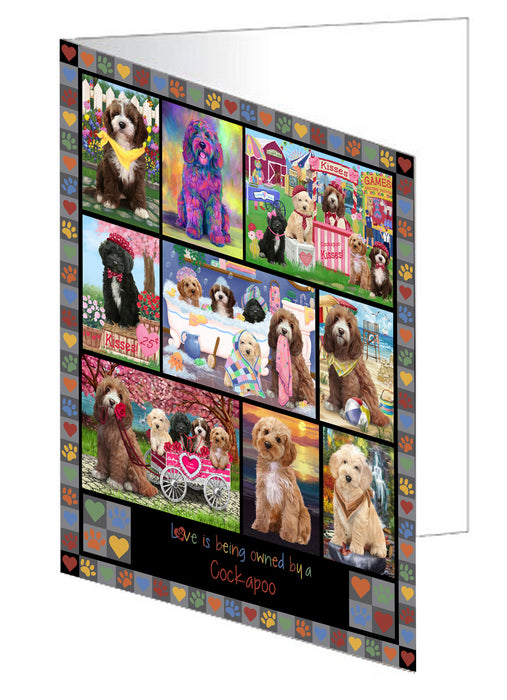 Love is Being Owned Cockapoo Dog Grey Handmade Artwork Assorted Pets Greeting Cards and Note Cards with Envelopes for All Occasions and Holiday Seasons GCD77303
