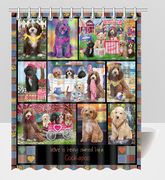 Love is Being Owned Cockapoo Dog Grey Shower Curtain
