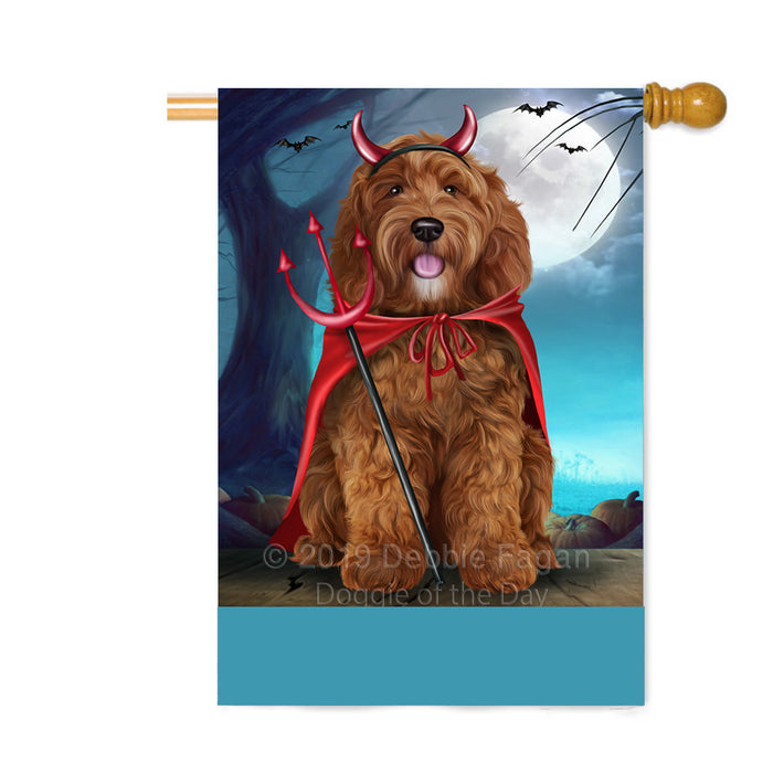 Personalized Happy Halloween Trick or Treat Cockapoo Dog Devil Custom House Flag FLG64147