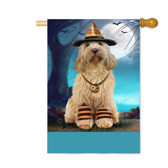 Personalized Happy Halloween Trick or Treat Cockapoo Dog Candy Corn Custom House Flag FLG64092