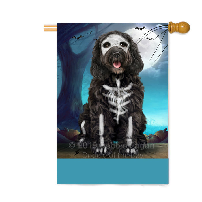 Personalized Happy Halloween Trick or Treat Cockapoo Dog Skeleton Custom House Flag FLG64202