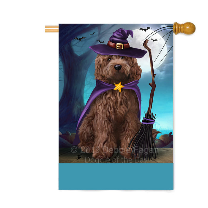 Personalized Happy Halloween Trick or Treat Cockapoo Dog Witch Custom House Flag FLG64257
