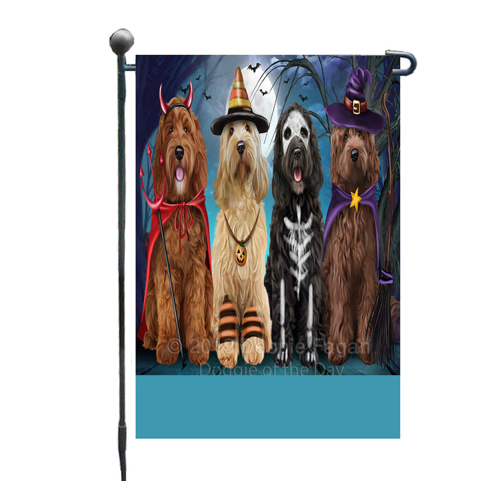 Personalized Happy Halloween Trick or Treat Cockapoo Dogs Custom Garden Flag GFLG64349
