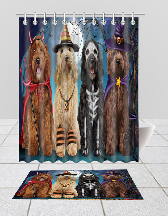 Halloween Trick or Teat Cockapoo Dogs Bath Mat and Shower Curtain Combo
