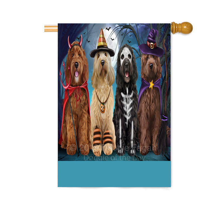 Personalized Happy Halloween Trick or Treat Cockapoo Dogs Custom House Flag FLG64040