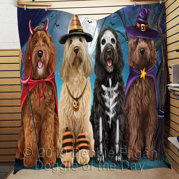 Happy Halloween Trick or Treat Cockapoo Dogs Lightweight Soft Bedspread Coverlet Bedding Quilt QUILT60311