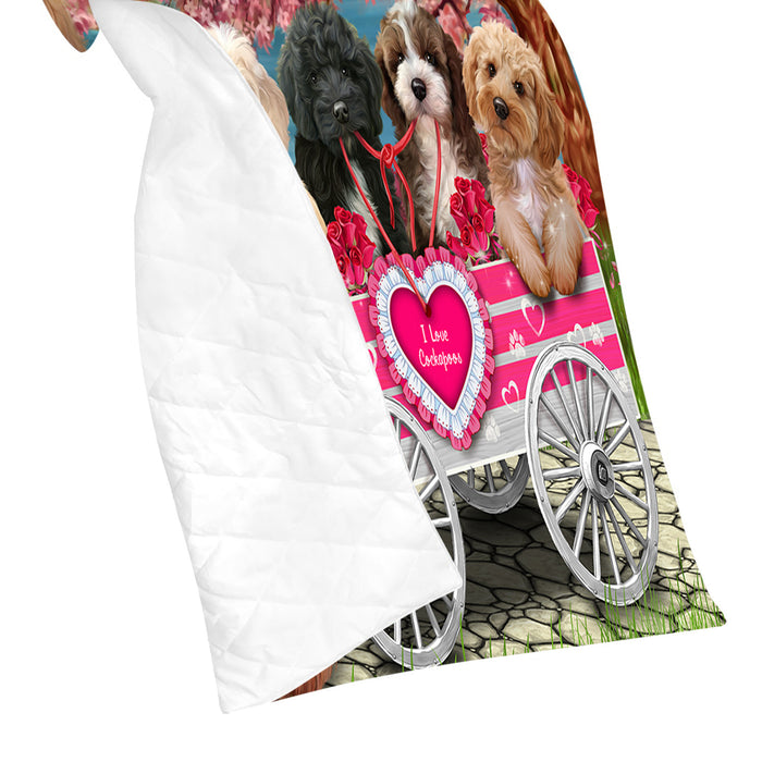 I Love Cockapoo Dogs in a Cart Quilt