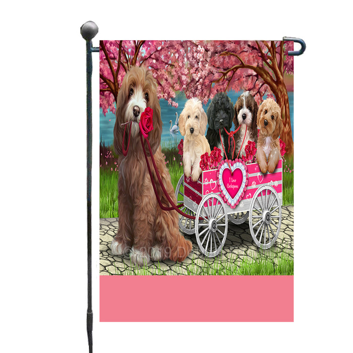 Personalized I Love Cockapoo Dogs in a Cart Custom Garden Flags GFLG-DOTD-A62146