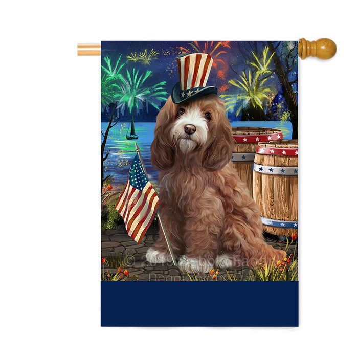 Personalized 4th of July Firework Cockapoo Dog Custom House Flag FLG-DOTD-A57938