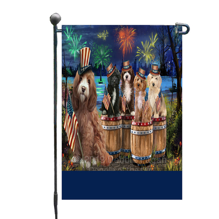Personalized 4th of July Firework Cockapoo Dogs Custom Garden Flags GFLG-DOTD-A57883