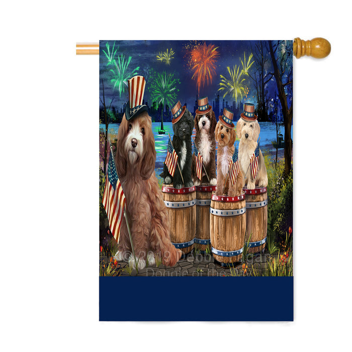 Personalized 4th of July Firework Cockapoo Dogs Custom House Flag FLG-DOTD-A57939
