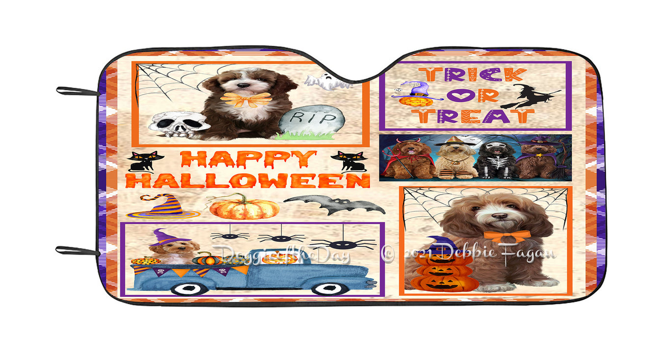 Happy Halloween Trick or Treat Cockapoo Dogs Car Sun Shade Cover Curtain