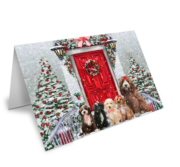 Christmas Holiday Welcome Cockapoo Dog Handmade Artwork Assorted Pets Greeting Cards and Note Cards with Envelopes for All Occasions and Holiday Seasons