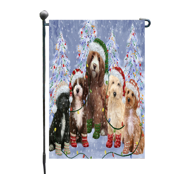 Christmas Lights and Cockapoo Dogs Garden Flags- Outdoor Double Sided Garden Yard Porch Lawn Spring Decorative Vertical Home Flags 12 1/2"w x 18"h
