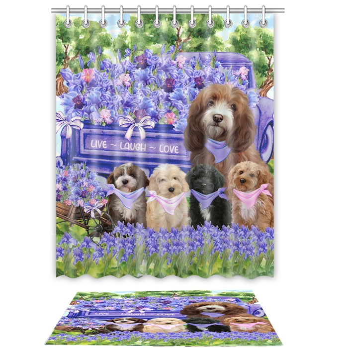 Cockapoo Shower Curtain & Bath Mat Set - Explore a Variety of Personalized Designs - Custom Rug and Curtains with hooks for Bathroom Decor - Pet and Dog Lovers Gift