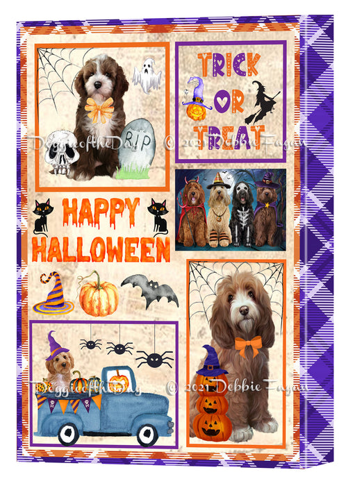 Happy Halloween Trick or Treat Cockapoo Dogs Canvas Wall Art Decor - Premium Quality Canvas Wall Art for Living Room Bedroom Home Office Decor Ready to Hang CVS150425