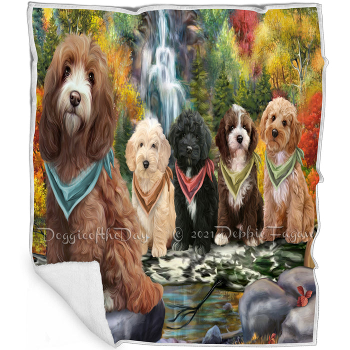 Scenic Waterfall Cockapoos Dog Blanket BLNKT83496