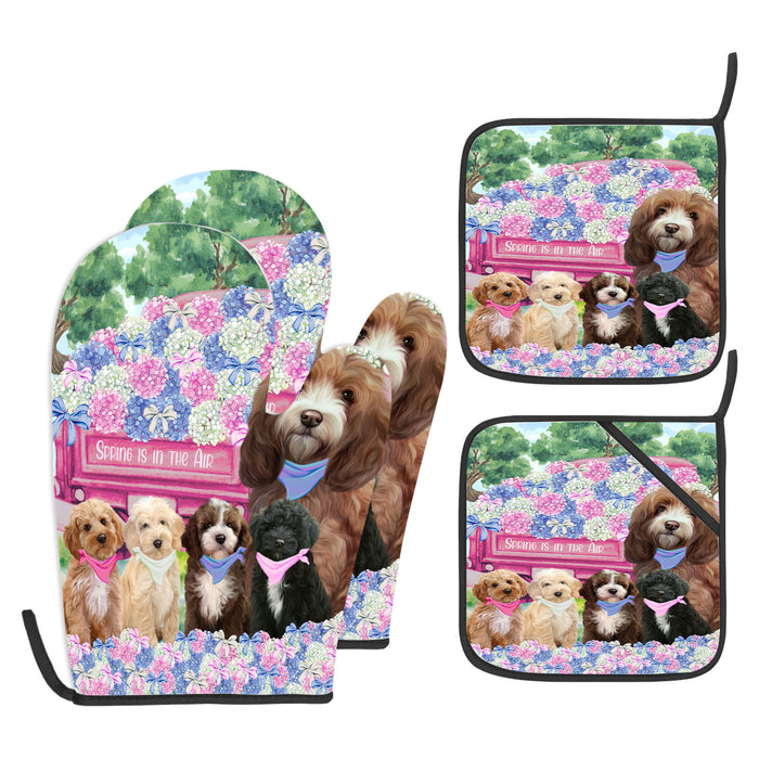 Cockapoo Oven Mitts and Pot Holder Set, Kitchen Gloves for Cooking with Potholders, Explore a Variety of Custom Designs, Personalized, Pet & Dog Gifts