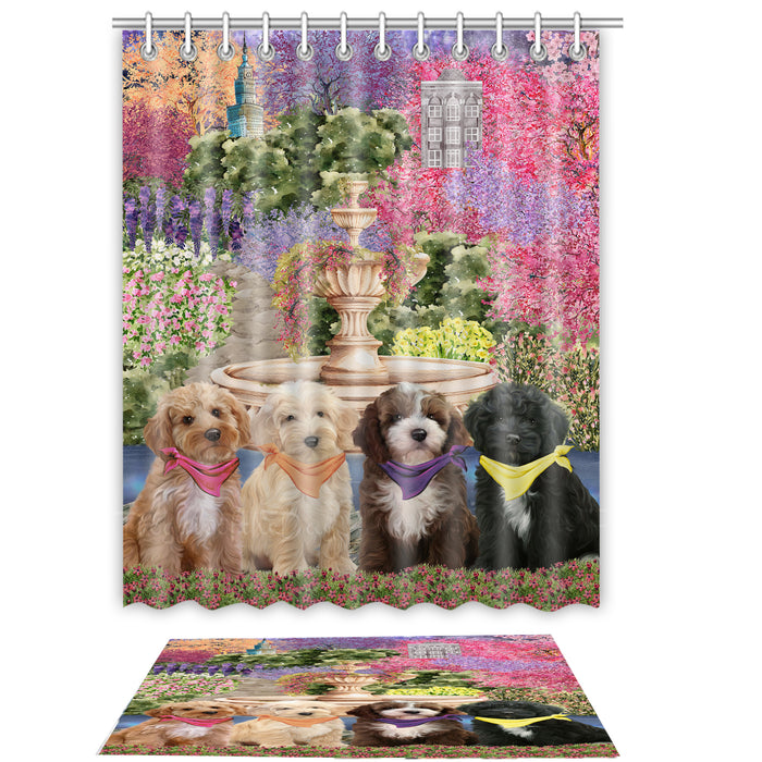 Cockapoo Shower Curtain with Bath Mat Set, Custom, Curtains and Rug Combo for Bathroom Decor, Personalized, Explore a Variety of Designs, Dog Lover's Gifts