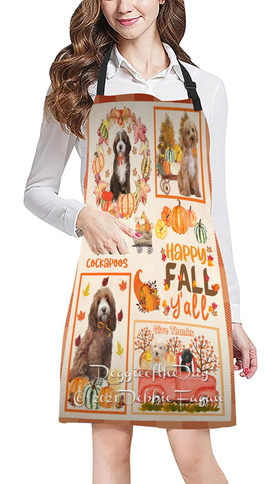 Happy Fall Y'all Pumpkin Cockapoo Dogs Cooking Kitchen Adjustable Apron Apron49202
