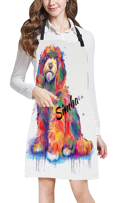 Custom Pet Name Personalized Watercolor Cockapoo Dog Apron