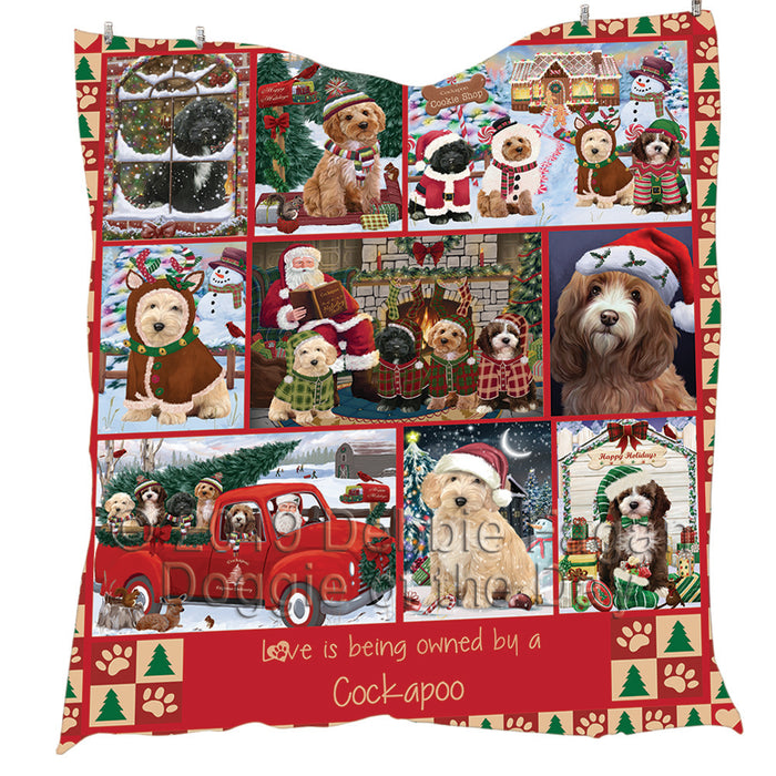 Love is Being Owned Christmas Cockapoo Dogs Quilt