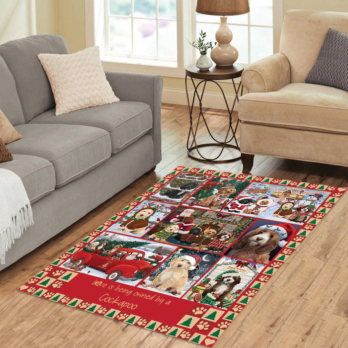 Love is Being Owned Christmas Cockapoo Dogs Area Rug