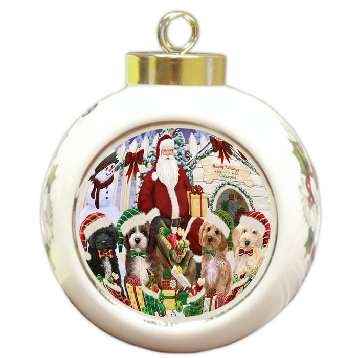 Christmas Dog House Cockapoos Dog Round Ball Christmas Ornament RBPOR52600