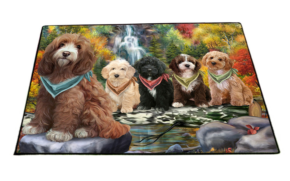 Scenic Waterfall Cockapoos Dog Floormat FLMS51351