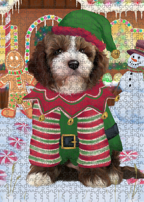 Christmas Gingerbread House Candyfest Cockapoo Dog Puzzle with Photo Tin PUZL93440
