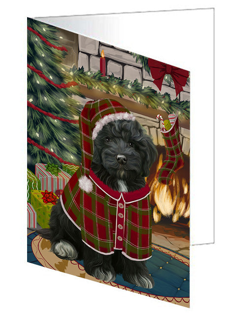 The Stocking was Hung Bluetick Coonhound Dog Handmade Artwork Assorted Pets Greeting Cards and Note Cards with Envelopes for All Occasions and Holiday Seasons GCD70208
