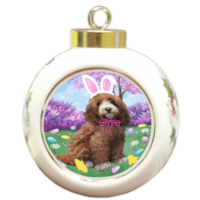 Easter Holiday Cockapoo Dog Round Ball Christmas Ornament RBPOR57288