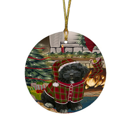The Stocking was Hung Cockapoo Dog Round Flat Christmas Ornament RFPOR55636