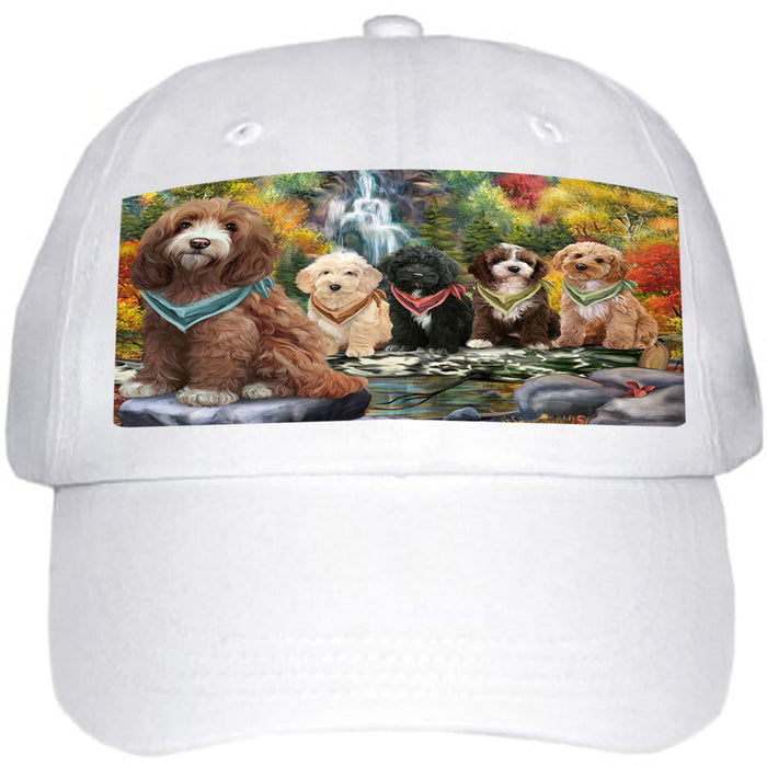 Scenic Waterfall Cockapoos Dog Ball Hat Cap HAT59313
