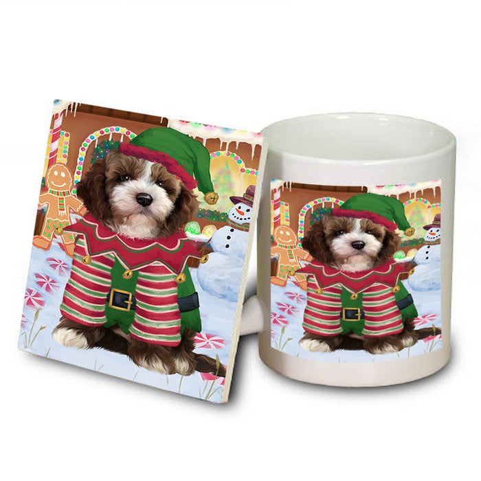 Christmas Gingerbread House Candyfest Cockapoo Dog Mug and Coaster Set MUC56302