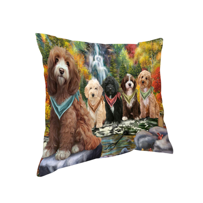 Scenic Waterfall Cockapoos Dog Pillow PIL63804