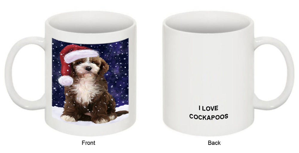 Let it Snow Christmas Holiday Cockapoo Dog Wearing Santa Hat Coffee Mug MUG49686