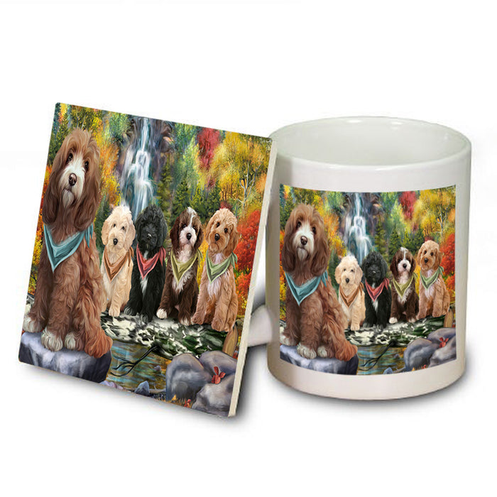 Scenic Waterfall Cockapoos Dog Mug and Coaster Set MUC51852