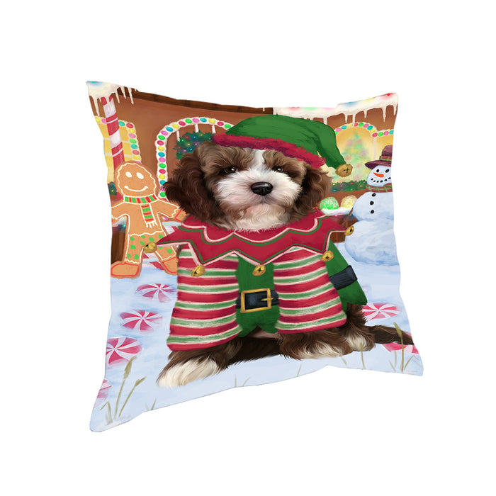 Christmas Gingerbread House Candyfest Cockapoo Dog Pillow PIL79532