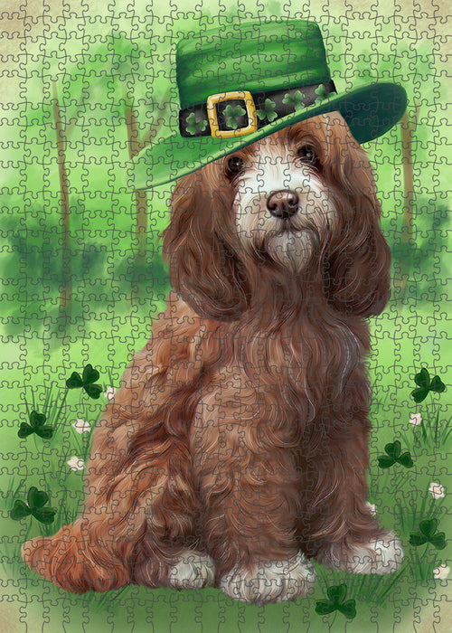 St. Patricks Day Irish Portrait Cockapoo Dog Portrait Jigsaw Puzzle for Adults Animal Interlocking Puzzle Game Unique Gift for Dog Lover's with Metal Tin Box PZL034