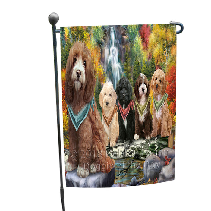 Scenic Waterfall Cockapoos Dog Garden Flag GFLG51857