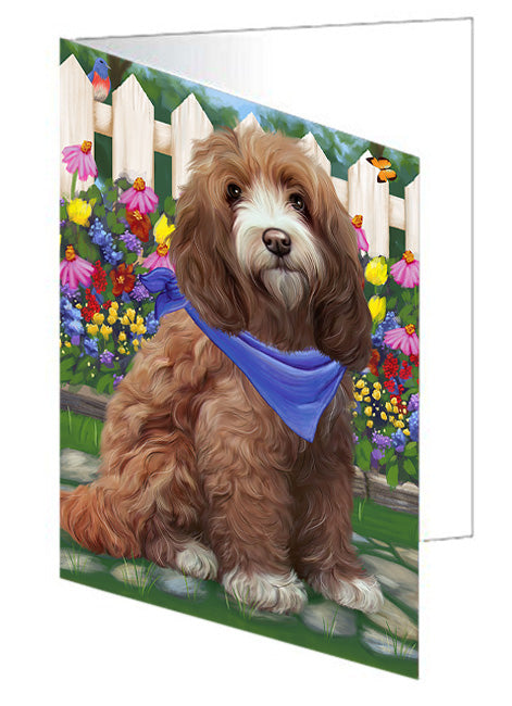 Spring Floral Cockapoo Dog Handmade Artwork Assorted Pets Greeting Cards and Note Cards with Envelopes for All Occasions and Holiday Seasons GCD60764