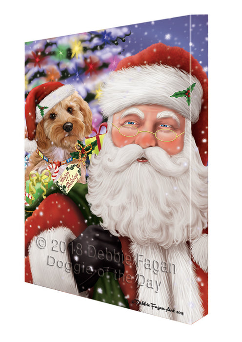 Santa Carrying Cockapoo Dog and Christmas Presents Canvas Print Wall Art Décor CVS100961