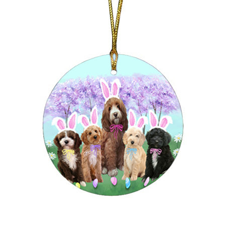 Easter Holiday Cockapoos Dog Round Flat Christmas Ornament RFPOR57289