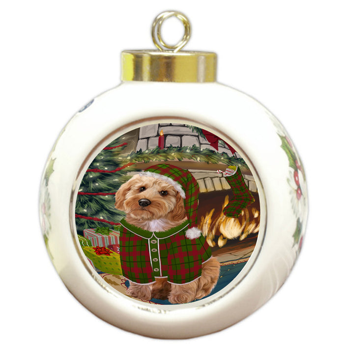 The Stocking was Hung Cockapoo Dog Round Ball Christmas Ornament RBPOR55637