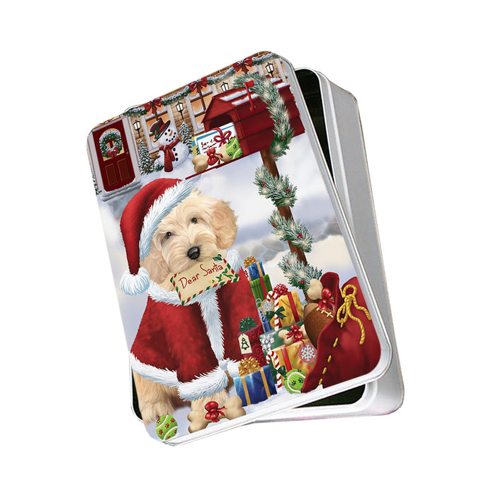 Cockapoo Dog Dear Santa Letter Christmas Holiday Mailbox Photo Storage Tin PITN53530