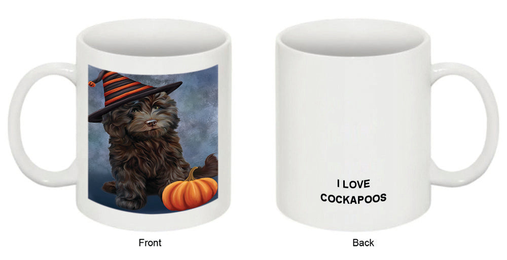 Happy Halloween Cockapoo Dog Wearing Witch Hat with Pumpkin Coffee Mug MUG50287