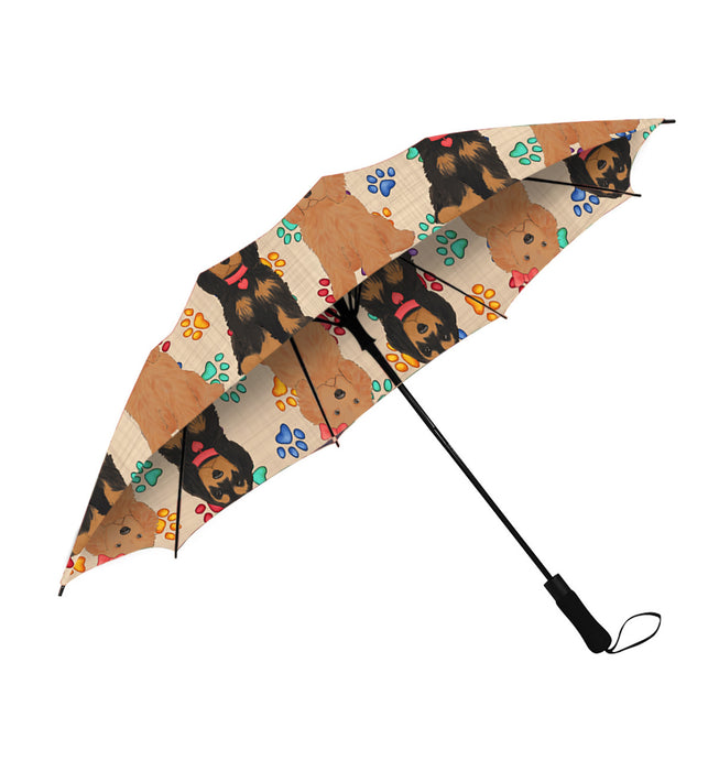 Rainbow Paw Print Cockapoo Dogs Red Semi-Automatic Foldable Umbrella