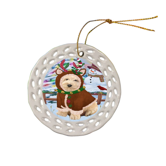 Christmas Gingerbread House Candyfest Cockapoo Dog Ceramic Doily Ornament DPOR56667