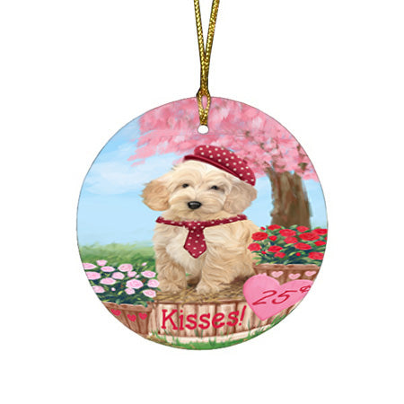 Rosie 25 Cent Kisses Cockapoo Dog Round Flat Christmas Ornament RFPOR56202